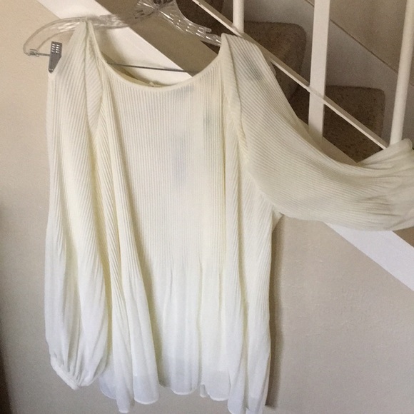 Papermoon Tops - Papermoon Long Sleeve Pleated Cream Blouse